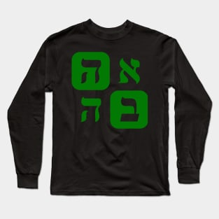 Hebrew Word for Love Ahava Hebrew Letters Green Aesthetic Grid Long Sleeve T-Shirt